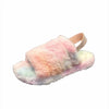 Lola + The Boys Footwear Tie dye Rainbow Fur Slides