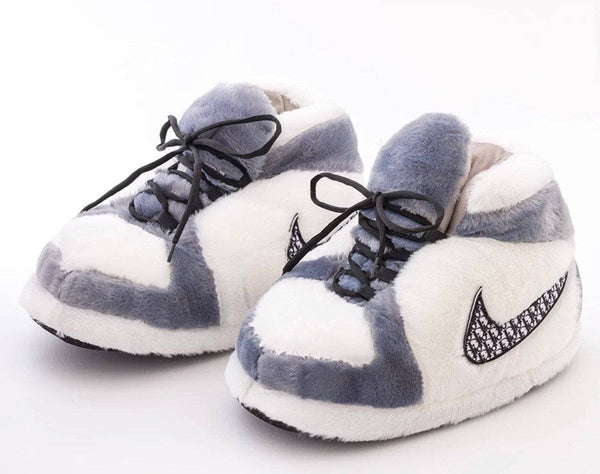 White and Grey Athletic Slippers