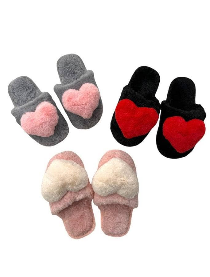 Pink Fuzzy Smiley Slippers