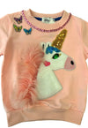 Lola + The Boys Fuzzy Unicorn Butterfly Gems Sweatshirt