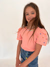 Lola + The Boys Gem queen puff sleeve blouse pink