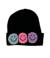 Lola + The Boys Hat Black Happy  Emoji Beanie