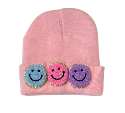 Lola + The Boys Hat Pink Happy  Emoji Beanie