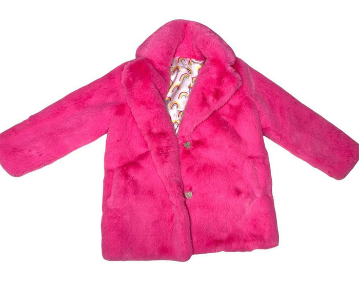 Lola + The Boys Hot Pink Faux Fur Coat
