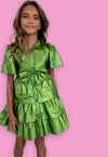 Lola + The Boys Iridescent Emerald Bow Dress