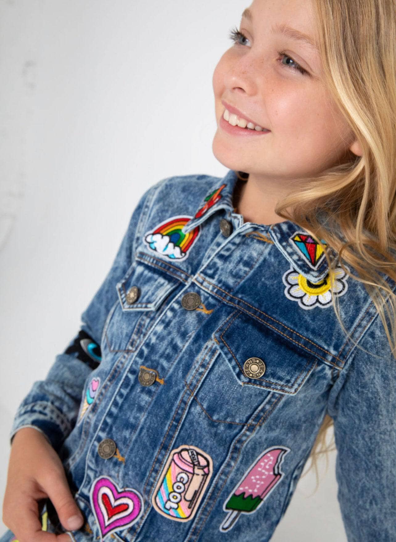 Lola + The Boys Girl's All About the Patch Cropped Denim Jacket, Size 2-14