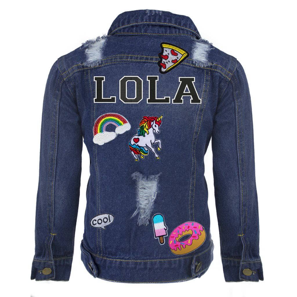 Lola & The Boys Customizable Patch Denim Jacket, 7-8 Dark / Denim