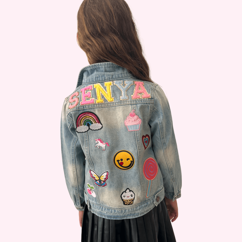 Girl's Lola & The Boys All About The Patch Denim Jacket, Size 4 - Blue