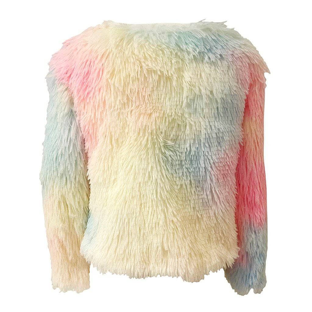Lola + The Boys Funfetti Rainbow Faux Fur Coat, 4
