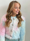 Lola + The Boys Jackets & Bombers Funfetti Rainbow Faux Fur Coat