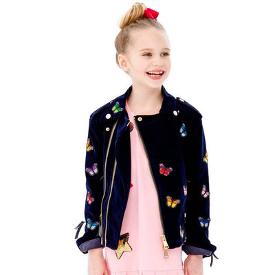 Lola & The Boys Jackets & Bombers Girls Butterfly Moto Jacket