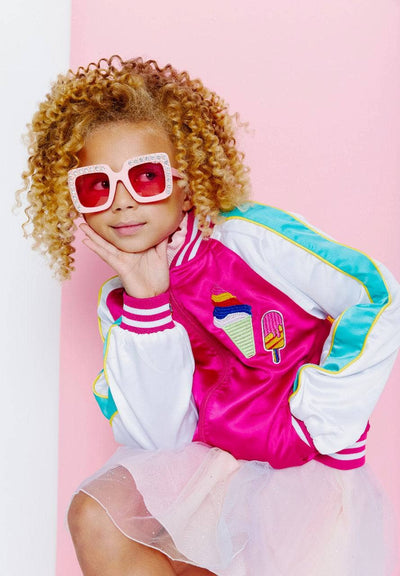 Lola & The Boys Jackets & Bombers Girls Good Vibes Embroidered Satin Bomber