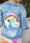 Lola + The Boys Jackets & Bombers Happy Rainbow Gems Denim Jacket