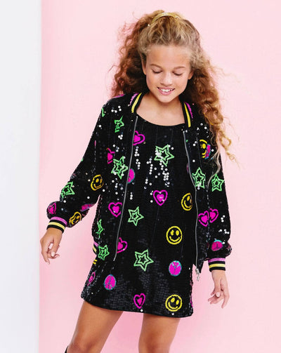 Lola + The Boys Jackets & Bombers Peace and Love Sequin Bomber