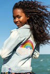 Lola + The Boys Jackets & Bombers Rainbow Pearl Denim Jacket
