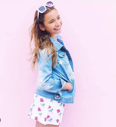 Lola & The Boys Jackets & Bombers Star Leather Patched Denim Jacket