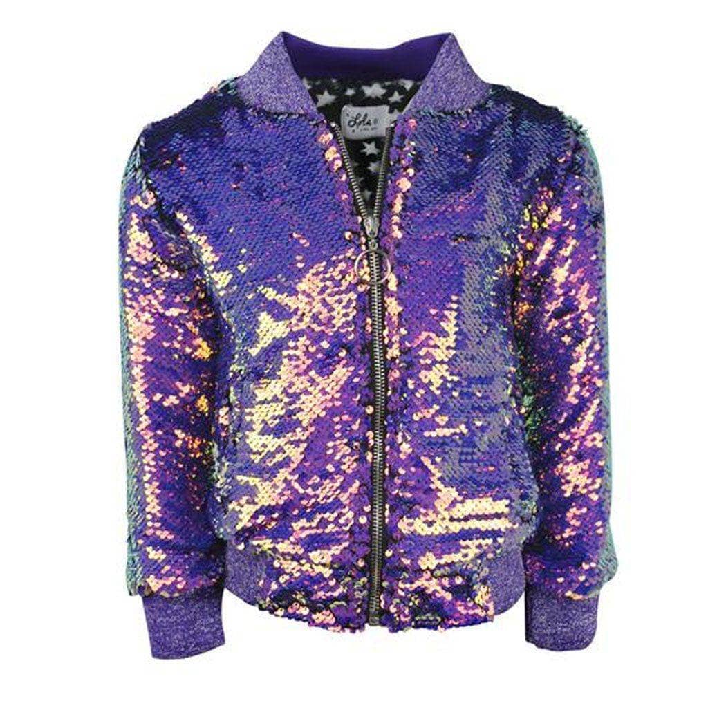 Girl's Mermaid Scales Holographic Sequin Bomber Jacket