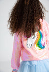 Lola + The Boys JACKETS Pretty in Pink Unicorn Sequin Bomber