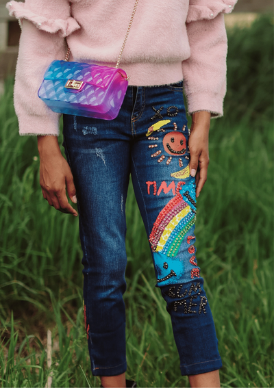 Lola + The Boys jeans Happy Rainbow Crystal Jeans