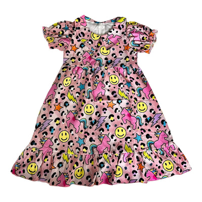 Lola + The Boys Leopard Emoji Baby Doll Dress