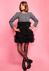Lola + The Boys Midi Black Ivy Rainbow Tweed Dress