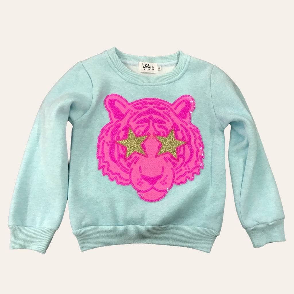 Lola & The Boys Neon Sequin Tiger Sweatshirt