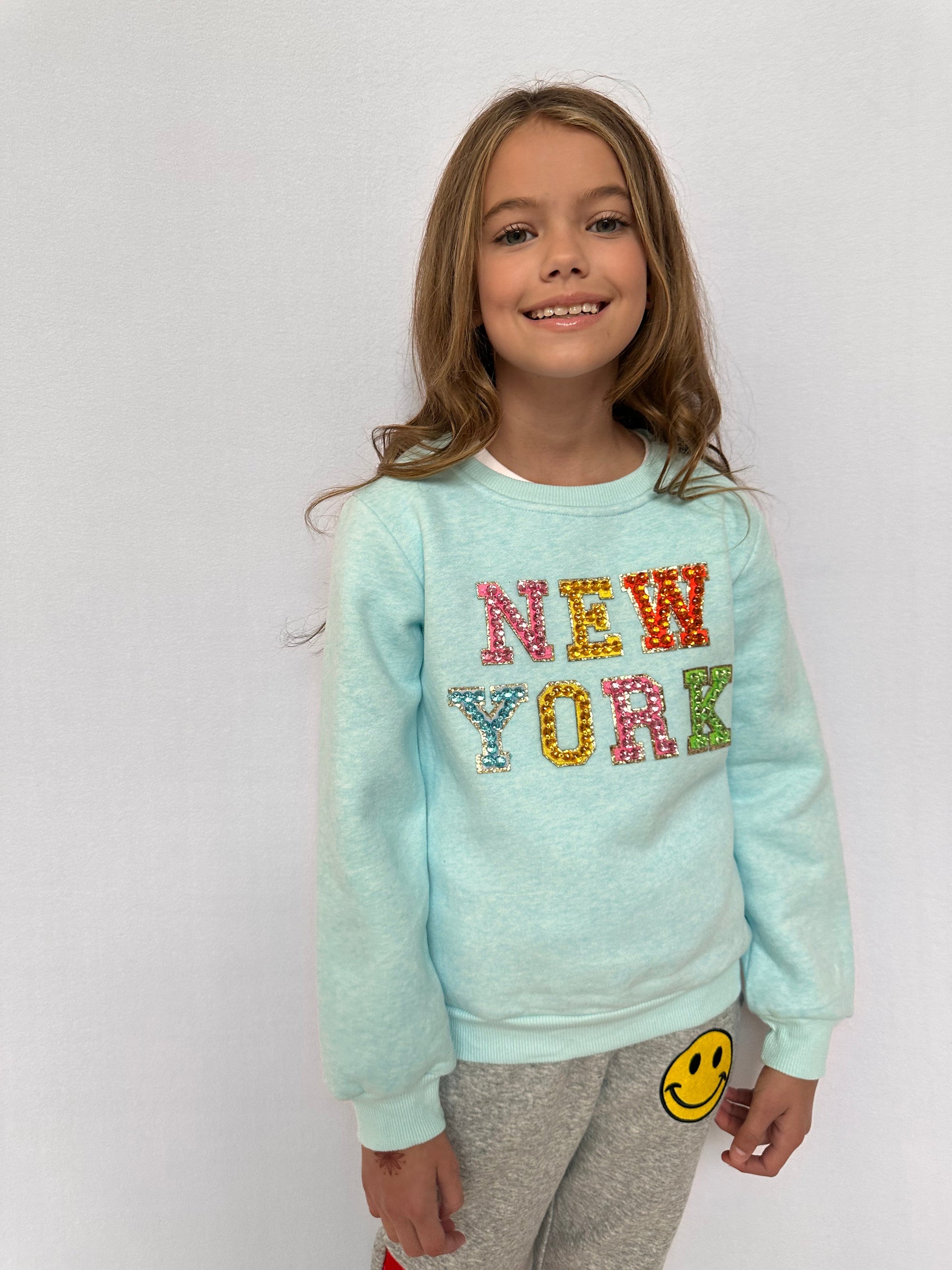 I Love NY Girls Hoodie Glitter Sweatshirt Pullover Heart New York Kids