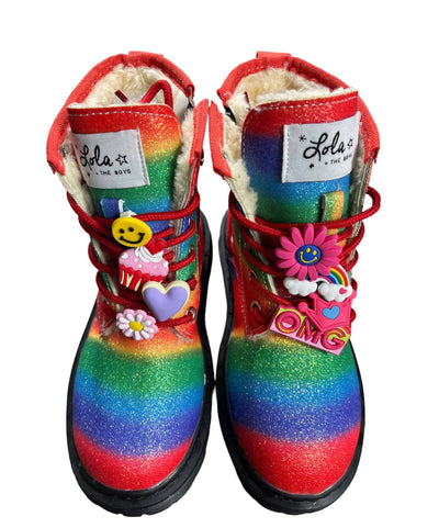 Lola + The Boys Ombre Rainbow Combat Boots