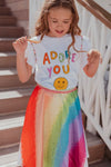 Lola + The Boys Painted Rainbow Midi Skirt