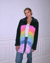 Lola + The Boys Parkas & Furs Womens Rainbow Faux Fur Midi Coat