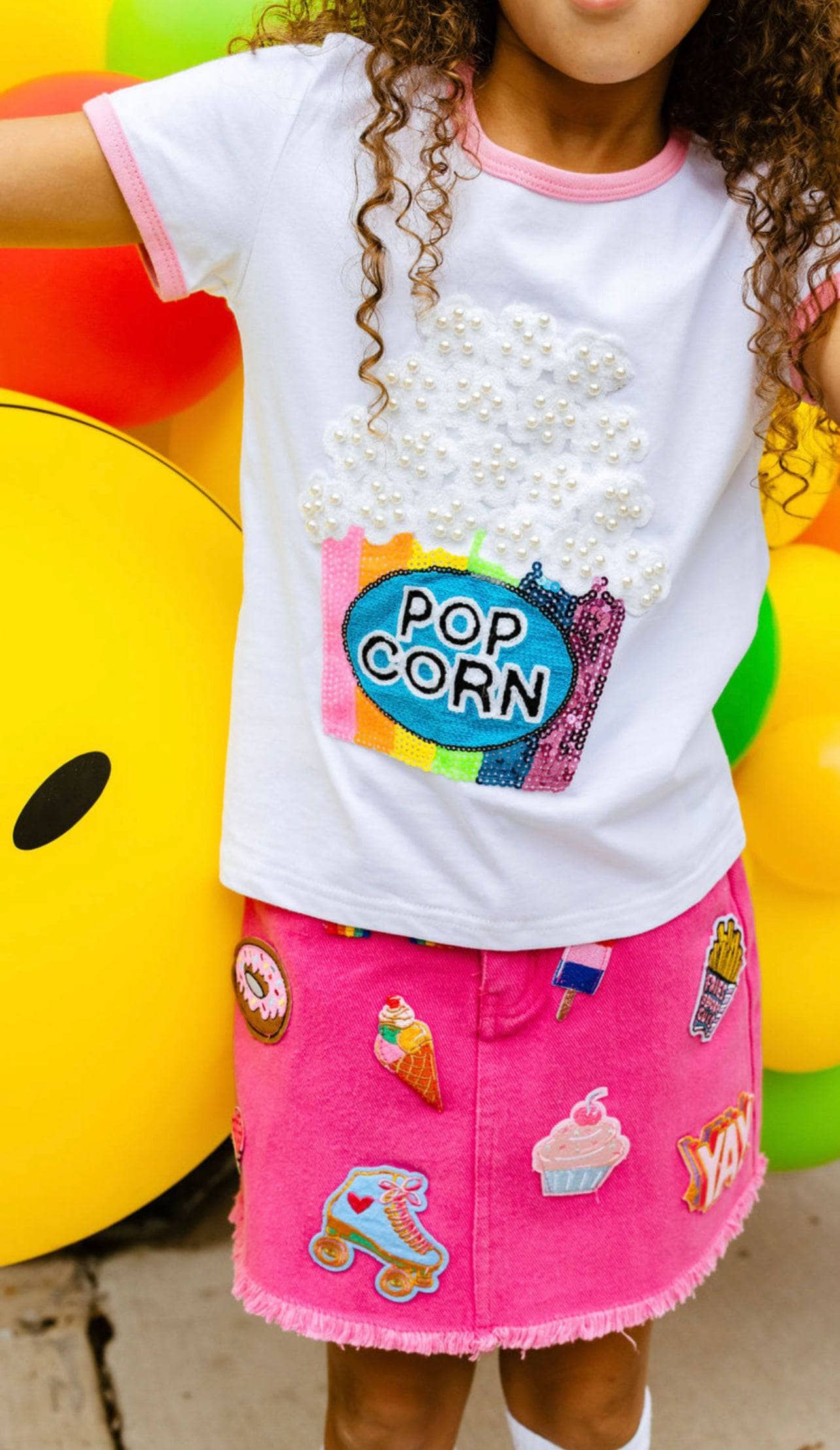 Pearls and Popcorn Ringer T-Shirt