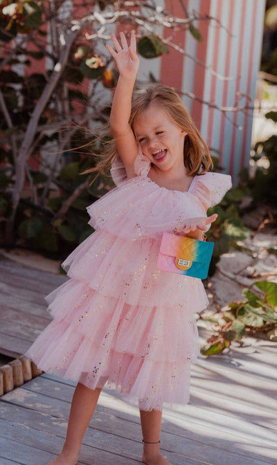 Lola + The Boys Pink Confetti Sparkle Dress