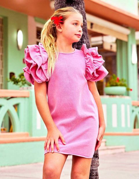 Lola + The Boys Hot Pink Princess Ruffle Denim Dress 4T