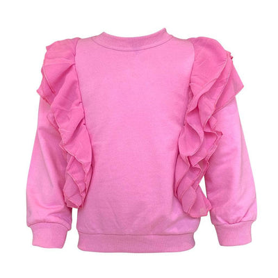 Lola + The Boys Pink ruffle sleeve sweatshirt