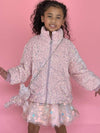 Lola + The Boys Pink sequin puffer coat with bunny purse
