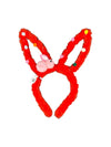 Lola + The Boys Red Plush Bunny Ears Headband