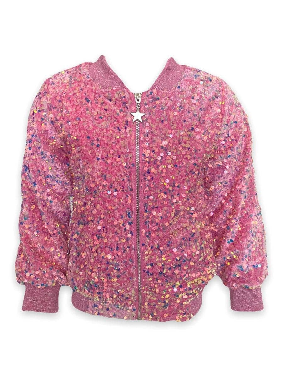 Sequined Bomber Jacket - Powder pink/floral - Kids