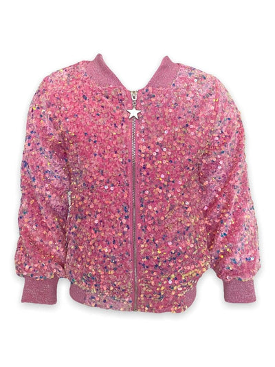 Lola + The Boys Pretty in Pink Sequin Bomber