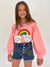 Puff Sleeve Happy Rainbow Sweatshirt
