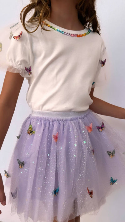 Lola + The Boys Rainbow Butterflies Tutu Skirt