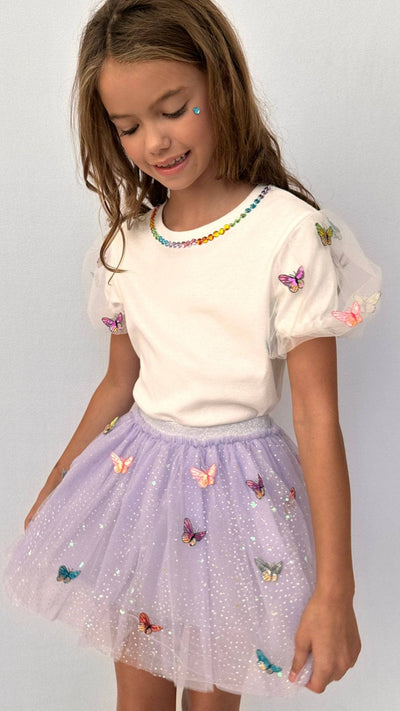 Lola + The Boys Rainbow Butterflies Tutu Skirt