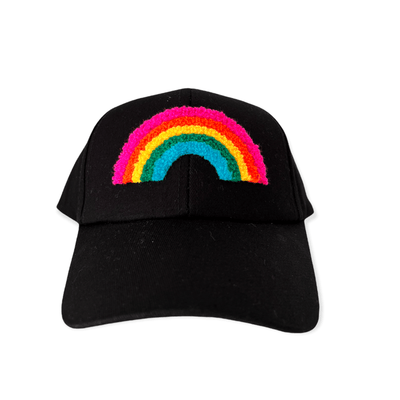 Lola + The Boys black Rainbow patched hat