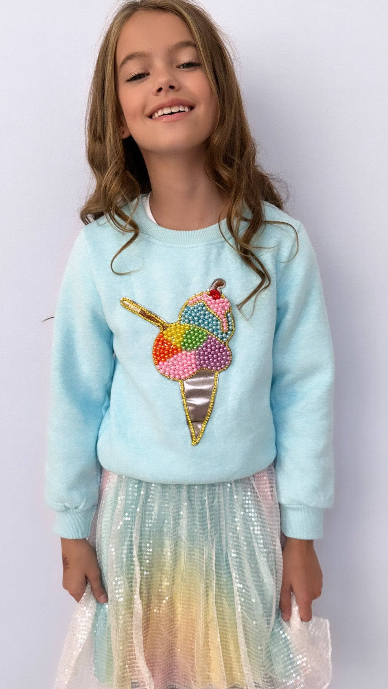 Rainbow Pearls Ice Cream Sweatshirt, 10