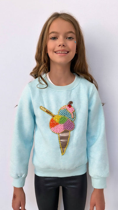 Lola + The Boys Rainbow Pearls Ice Cream Sweatshirt