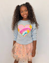 Lola + The Boys Rainbow Sparkle Heart Sweatshirt