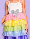 Lola + The Boys Sequin Bow Rainbow Tutu Dress