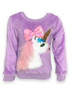 Lola + The Boys Sequin Bow Velour Unicorn Sweatshirt