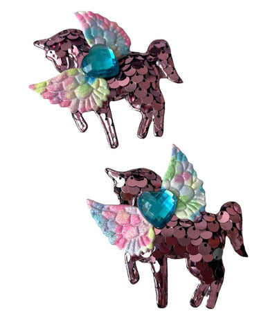 Lola + The Boys hot pink Sequin unicorn hair-clip (pack of 2)