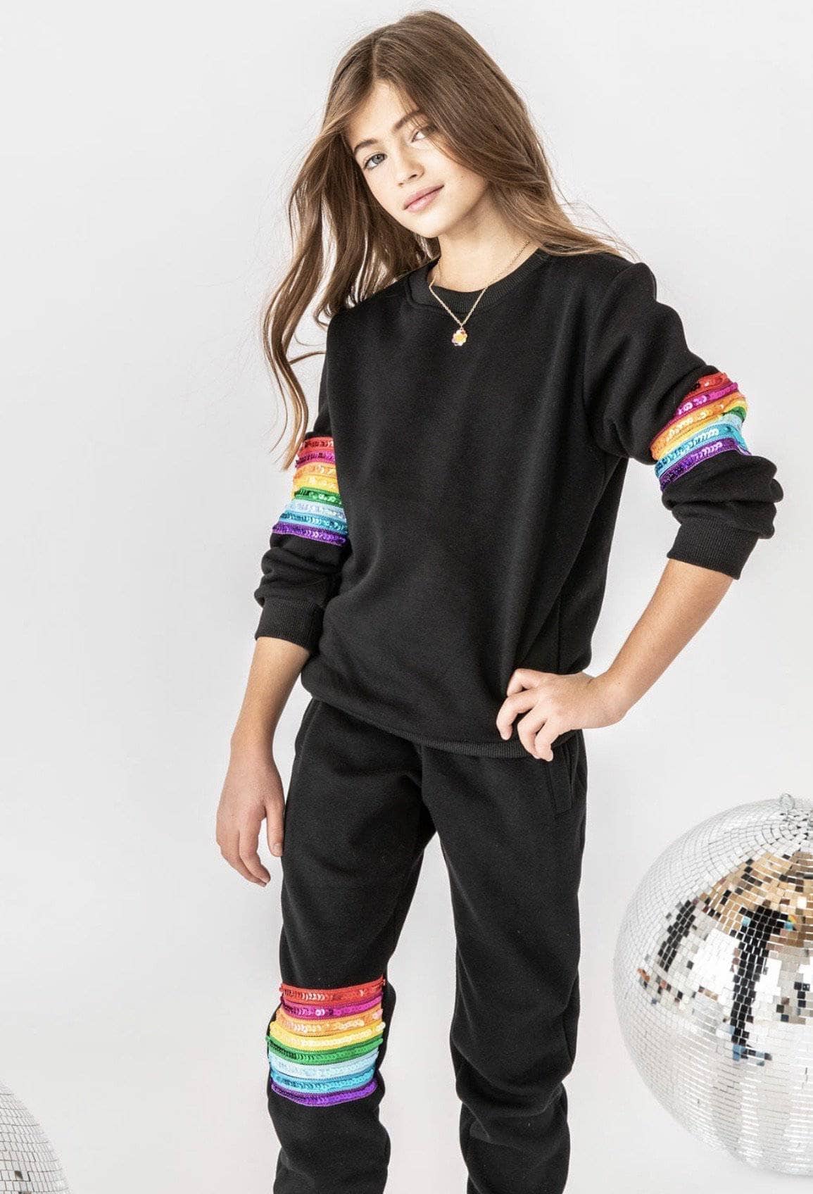 Rainbow Sequin Stripe Leggings