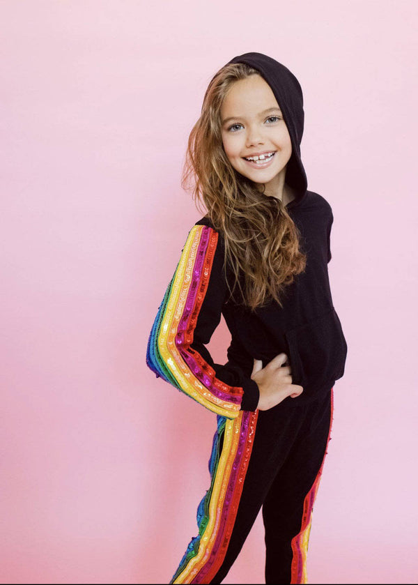 Sequin Rainbow Hoodie Track Set